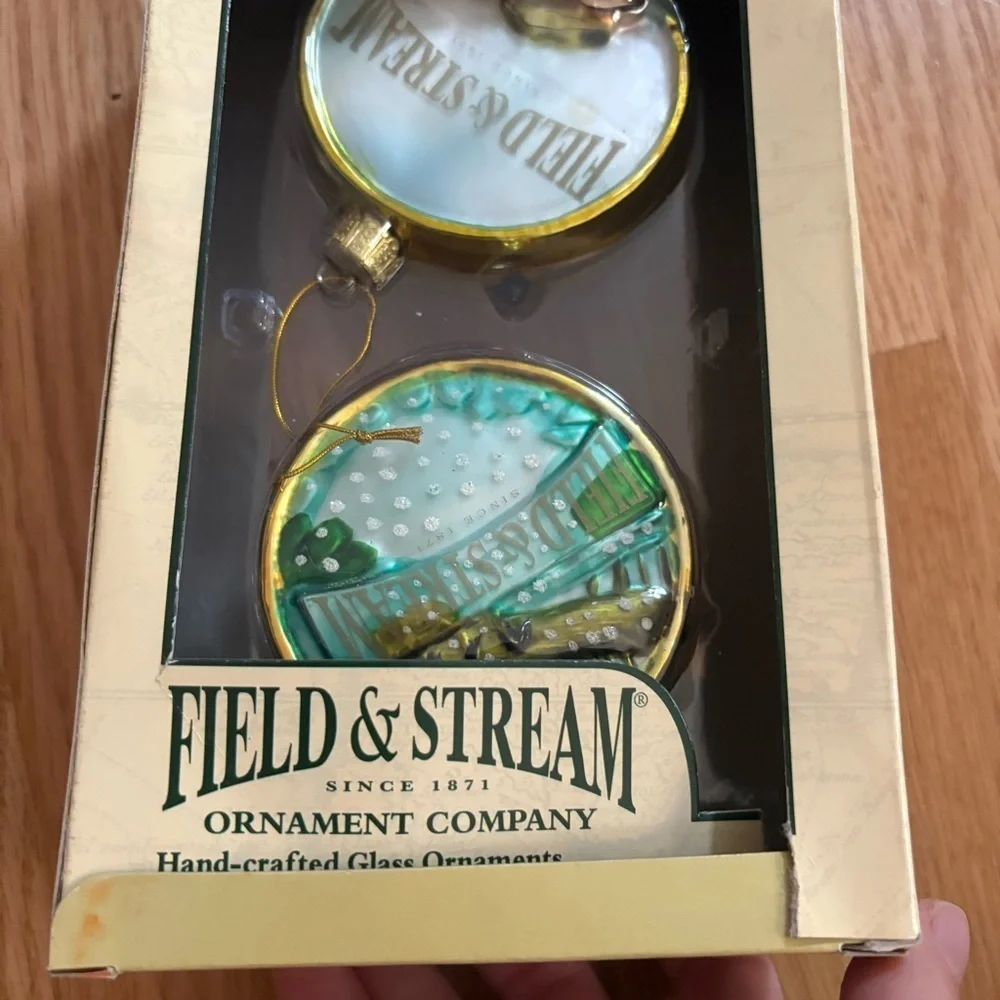 Kurt Adler Field And Stream Glass Ornaments Trout Fish And Bear Man Cave Tree